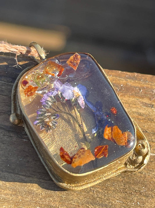 Forget me not necklace. Flower necklace, boho jewellery. Unique jewellery. Boho necklace. Gift for chilli lover, unique necklace