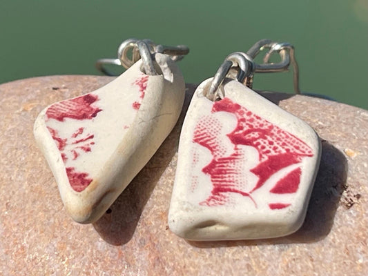 Pink recycled earrings. Ceramic earrings, handmade earrings, eco friendly earrings, boho earrings. Ethical jewellery, unique gift for her
