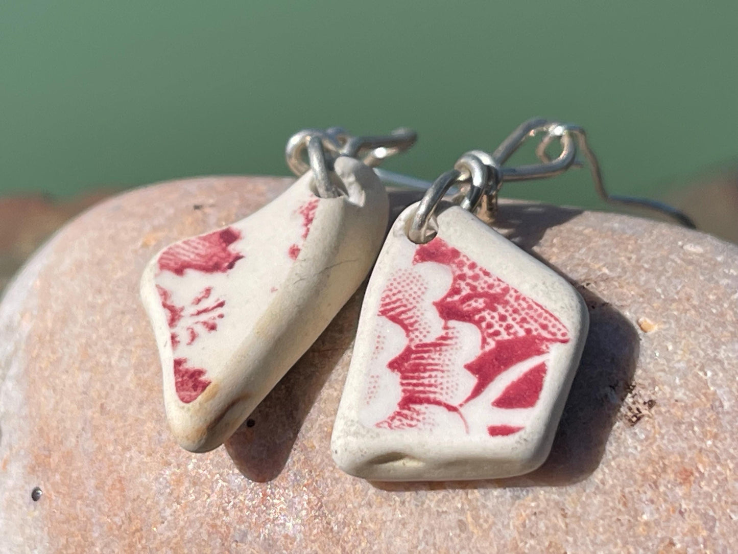 Pink recycled earrings. Ceramic earrings, handmade earrings, eco friendly earrings, boho earrings. Ethical jewellery, unique gift for her