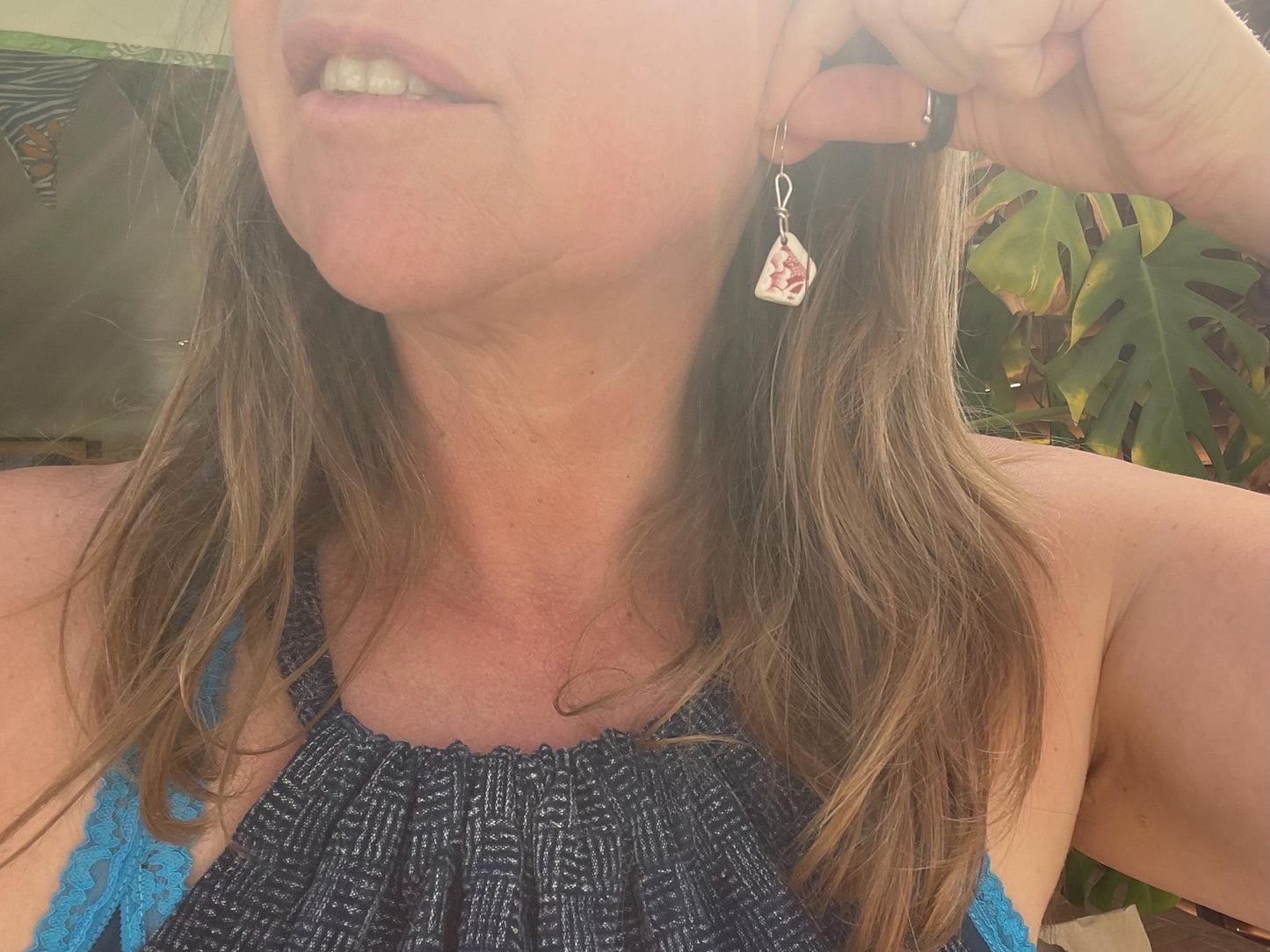 Pink recycled earrings. Ceramic earrings, handmade earrings, eco friendly earrings, boho earrings. Ethical jewellery, unique gift for her
