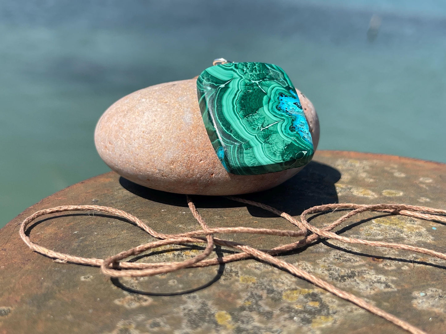 Chrysocolla Malachite necklace, ethical jewellery, bohemian necklace, unusual jewellery, malachite pendant, green gemstone necklace