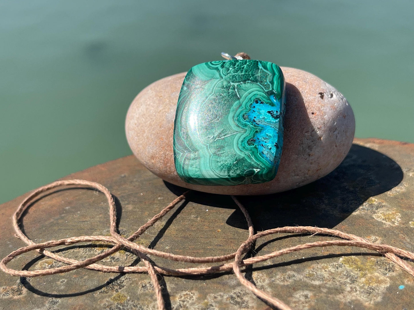 Chrysocolla Malachite necklace, ethical jewellery, bohemian necklace, unusual jewellery, malachite pendant, green gemstone necklace