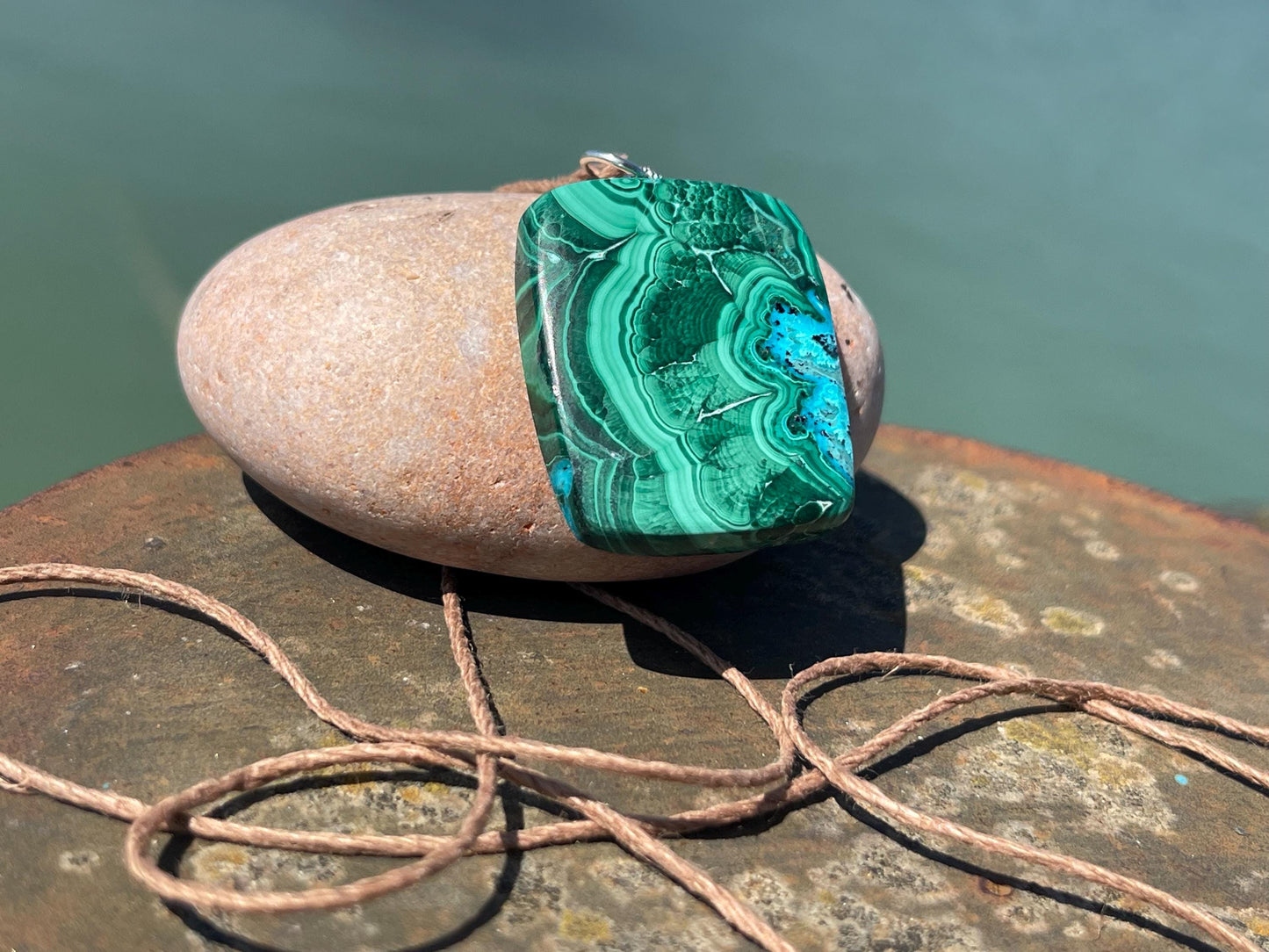 Chrysocolla Malachite necklace, ethical jewellery, bohemian necklace, unusual jewellery, malachite pendant, green gemstone necklace