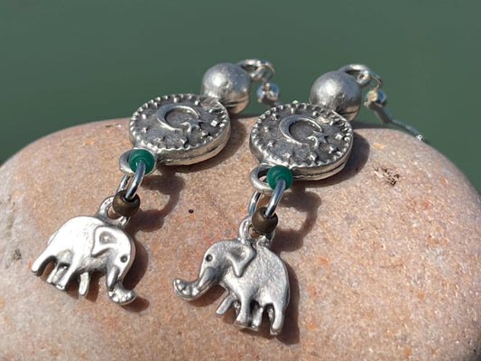 Elephant earrings. Gift for her, ethical jewellery elephant jewellery, elephant presents.