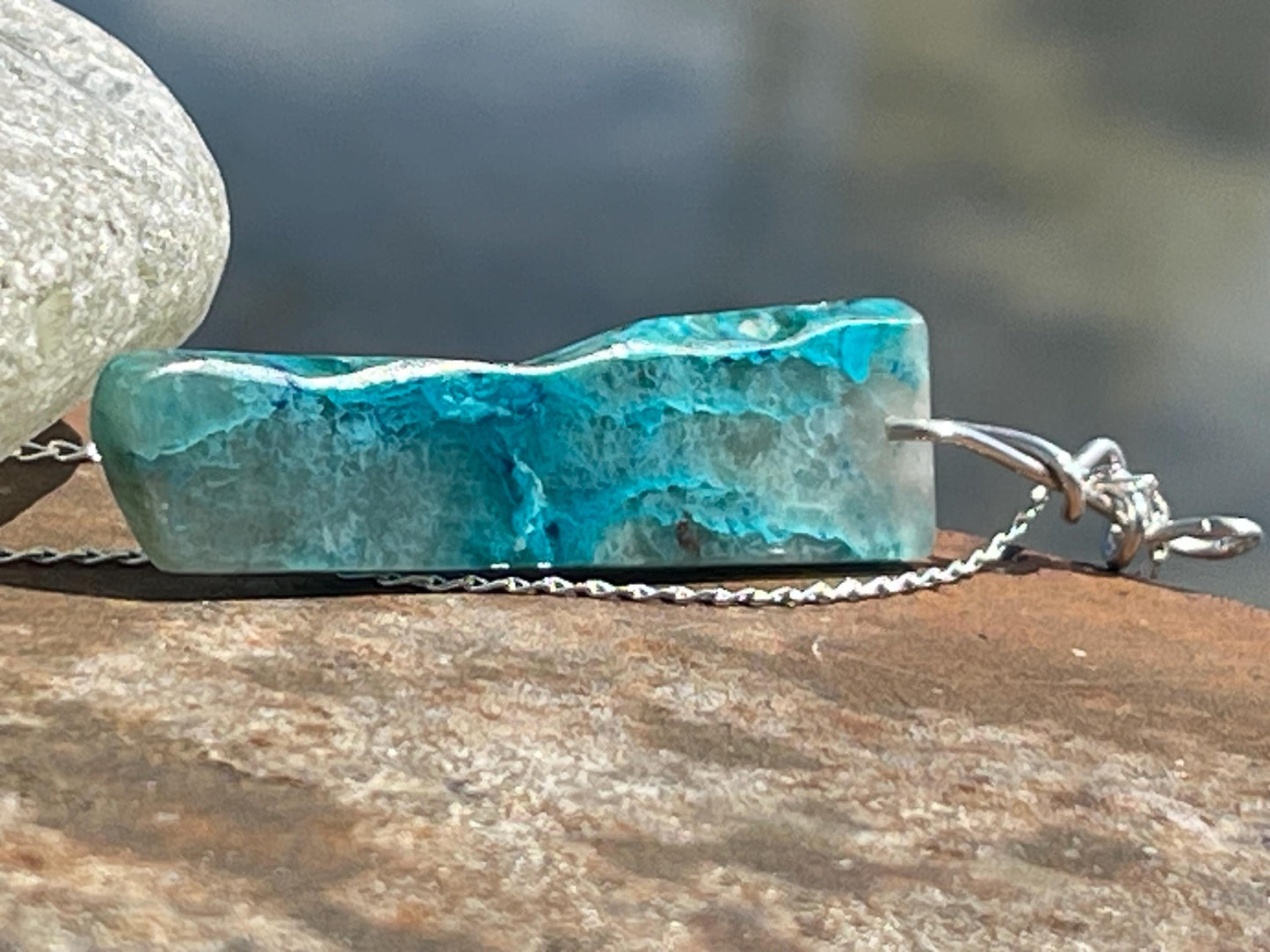 Chrysocolla Malachite necklace, ethical jewellery, bohemian necklace, unusual jewellery, malachite pendant, blue gemstone necklace