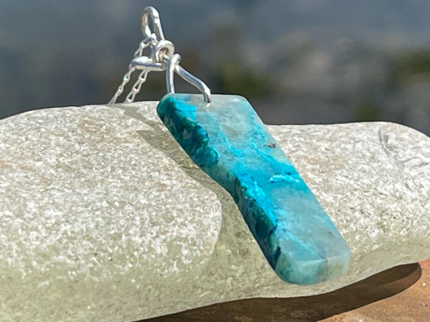 Chrysocolla Malachite necklace, ethical jewellery, bohemian necklace, unusual jewellery, malachite pendant, blue gemstone necklace