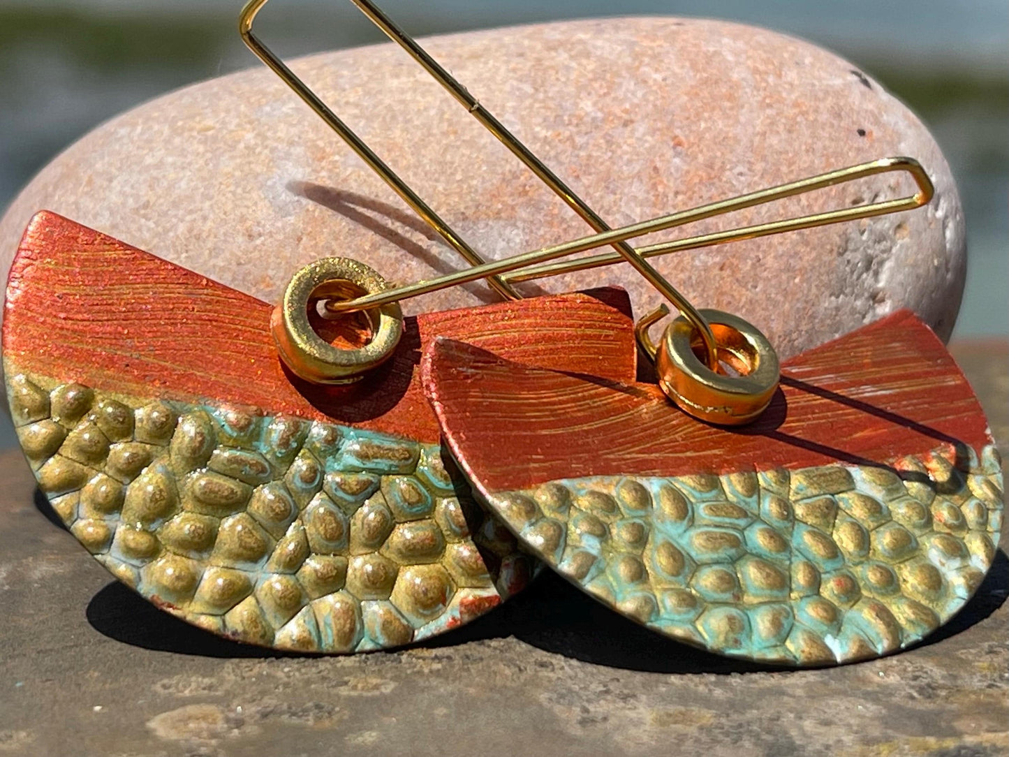 Handmade funky earrings. Large orange earrings, unusual earrings, unusual gift for her, statement earrings, unique orange jewellery
