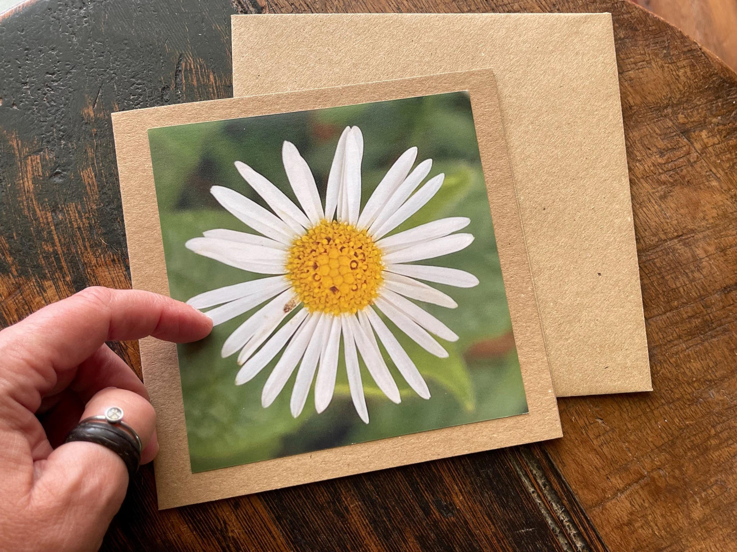 recycled Daisy card, eco friendly card, flower card. Birthday card, handmade card, thank you card, boho card for gardener, eco cards