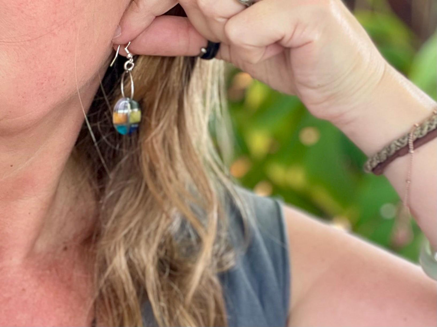 Fused gemstone earrings on recycled sterling silver. Ethical jewellery, kite earrings. Stunning unique jewellery. Unusual earrings.
