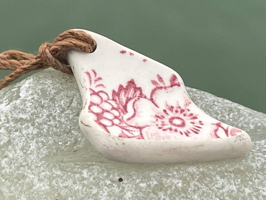 Eco friendly necklace, pink ceramic necklace, eco friendly gift for her. Ethical jewellery, boho gift for ocean lover. Boho beach jewellery