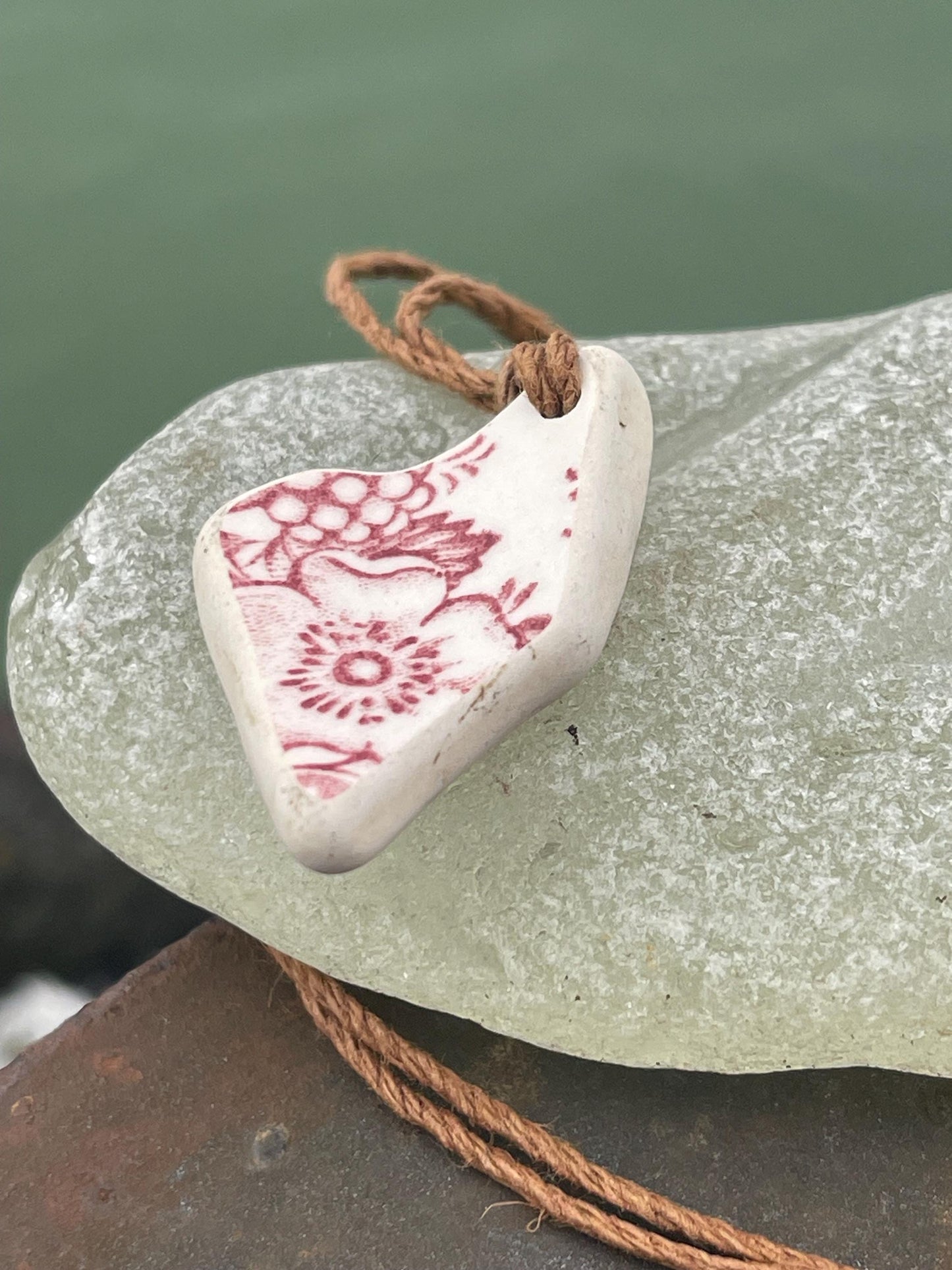 Eco friendly necklace, pink ceramic necklace, eco friendly gift for her. Ethical jewellery, boho gift for ocean lover. Boho beach jewellery