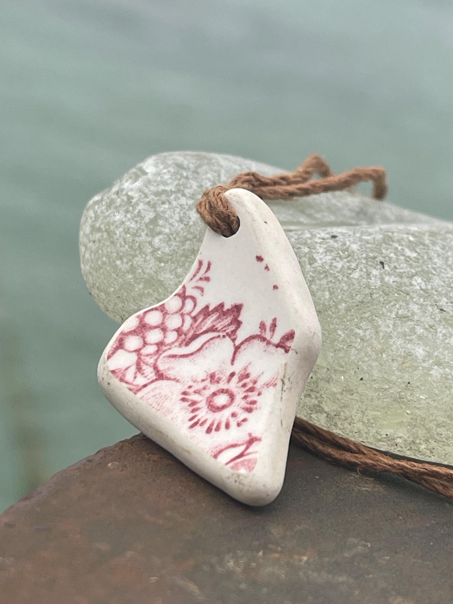 Eco friendly necklace, pink ceramic necklace, eco friendly gift for her. Ethical jewellery, boho gift for ocean lover. Boho beach jewellery