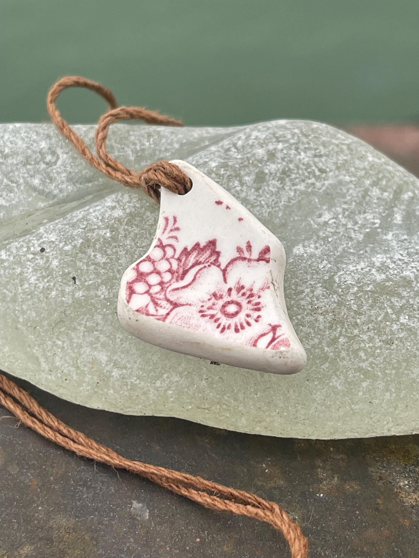 Eco friendly necklace, pink ceramic necklace, eco friendly gift for her. Ethical jewellery, boho gift for ocean lover. Boho beach jewellery