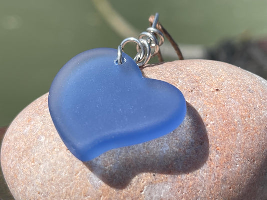 Sea glass heart necklace. Recycled necklace, gift for him. Ethical jewellery. Sea glass pendant. Eco friendly necklace, boho surf jewellery