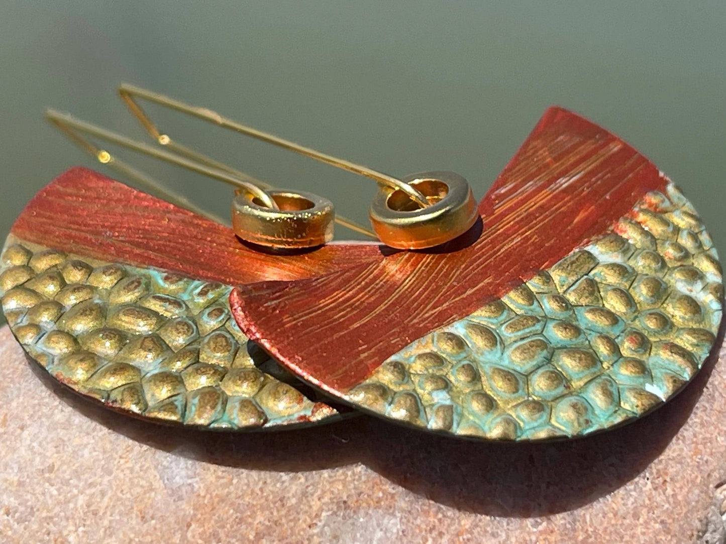 Handmade funky earrings. Large orange earrings, unusual earrings, unusual gift for her, statement earrings, unique orange jewellery