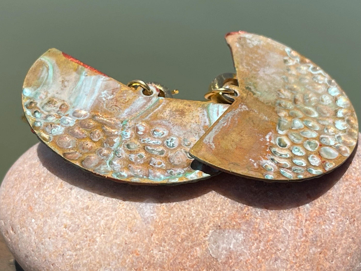 Handmade funky earrings. Large orange earrings, unusual earrings, unusual gift for her, statement earrings, unique orange jewellery