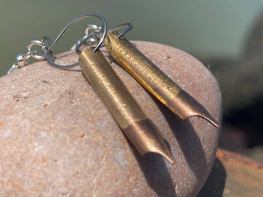 Pen nib earrings. Gift for a writer. Gift for a poet. Gift for book lover. Recycled jewellery. Eco friendly jewellery. Ethical jewellery.