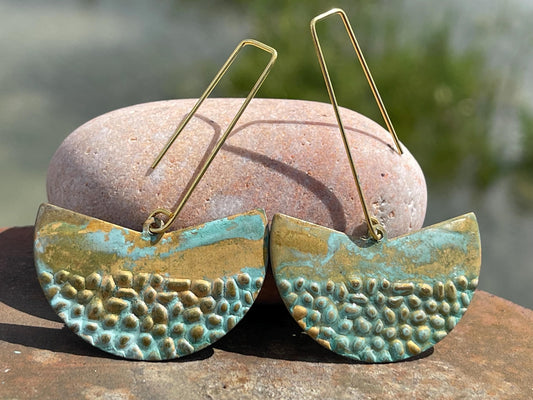 Handmade boho earrings. Rustic earrings, unusual earrings, unusual gift for her, blue earrings, unique  jewellery, hippy gift