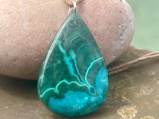 Chrysocolla Malachite necklace, ethical jewellery, bohemian necklace, unusual jewellery, malachite pendant, green gemstone necklace