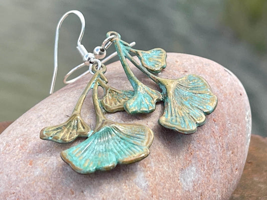 Handmade flower earrings. Rustic earrings, unusual earrings, unusual gift for her, blue earrings, boho earrings, boho jewellery, hippy gift