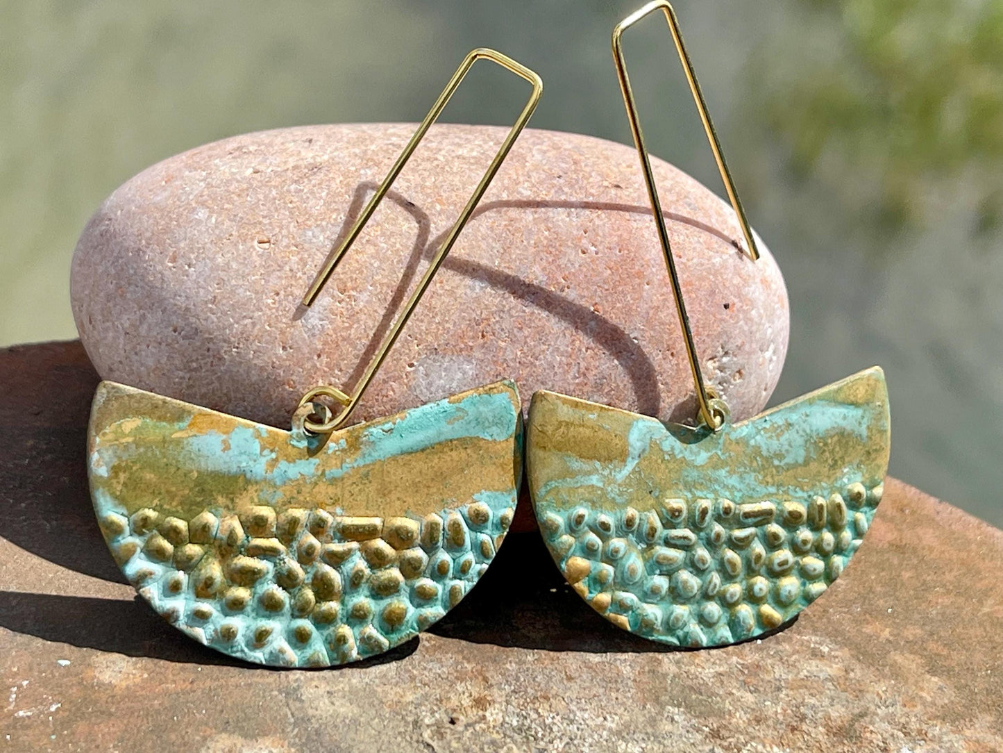 Handmade boho earrings. Rustic earrings, unusual earrings, unusual gift for her, blue earrings, unique  jewellery, hippy gift