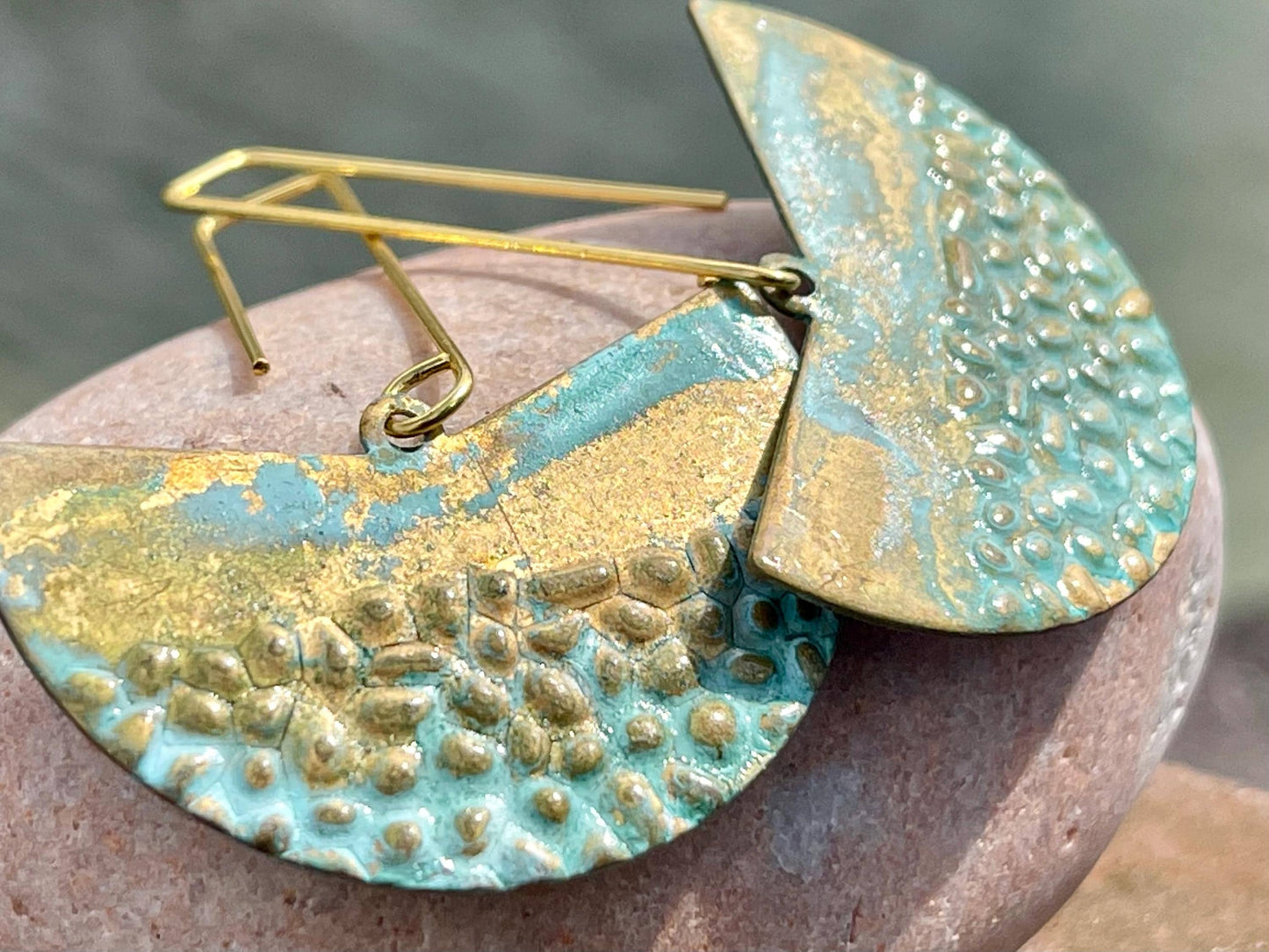 Handmade boho earrings. Rustic earrings, unusual earrings, unusual gift for her, blue earrings, unique  jewellery, hippy gift