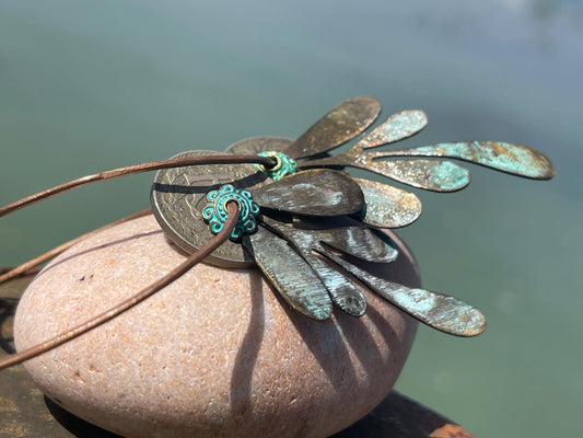 Eco friendly leaf & recycled copper earrings. Unique earrings, ethical jewellery, unusual boho jewellery, eco friendly jewellery.