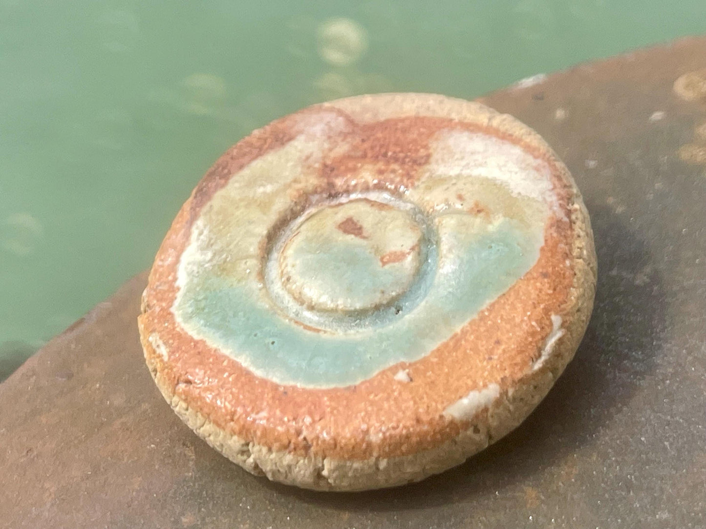 Melted sea glass brooch. Recycled brooch, handmade eco friendly jewellery, ethical jewellery, rustic brooch. eco gifts, boho jewellery