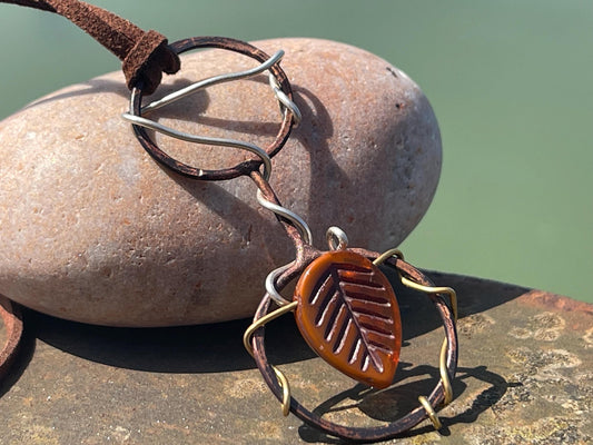 Rustic recycled necklace made from old copper, upcycled beading and recycled silver. Eco friendly jewellery. Unique ethical jewellery.