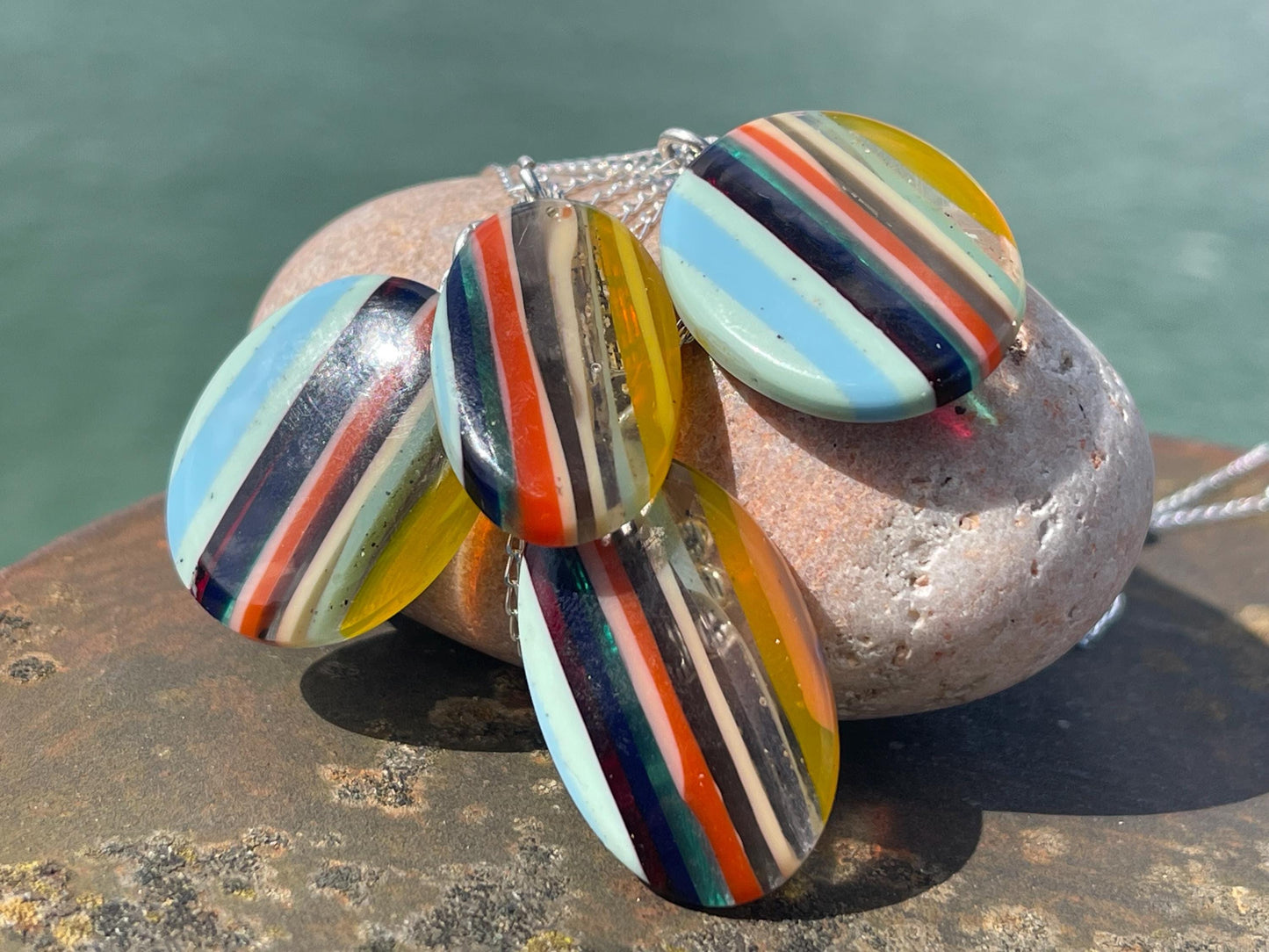 Surfite Pendants on recycled sterling silver chains. Gift for surfer, unique gifts. Handmade gift for surfers. Surfer presents. Gift for him