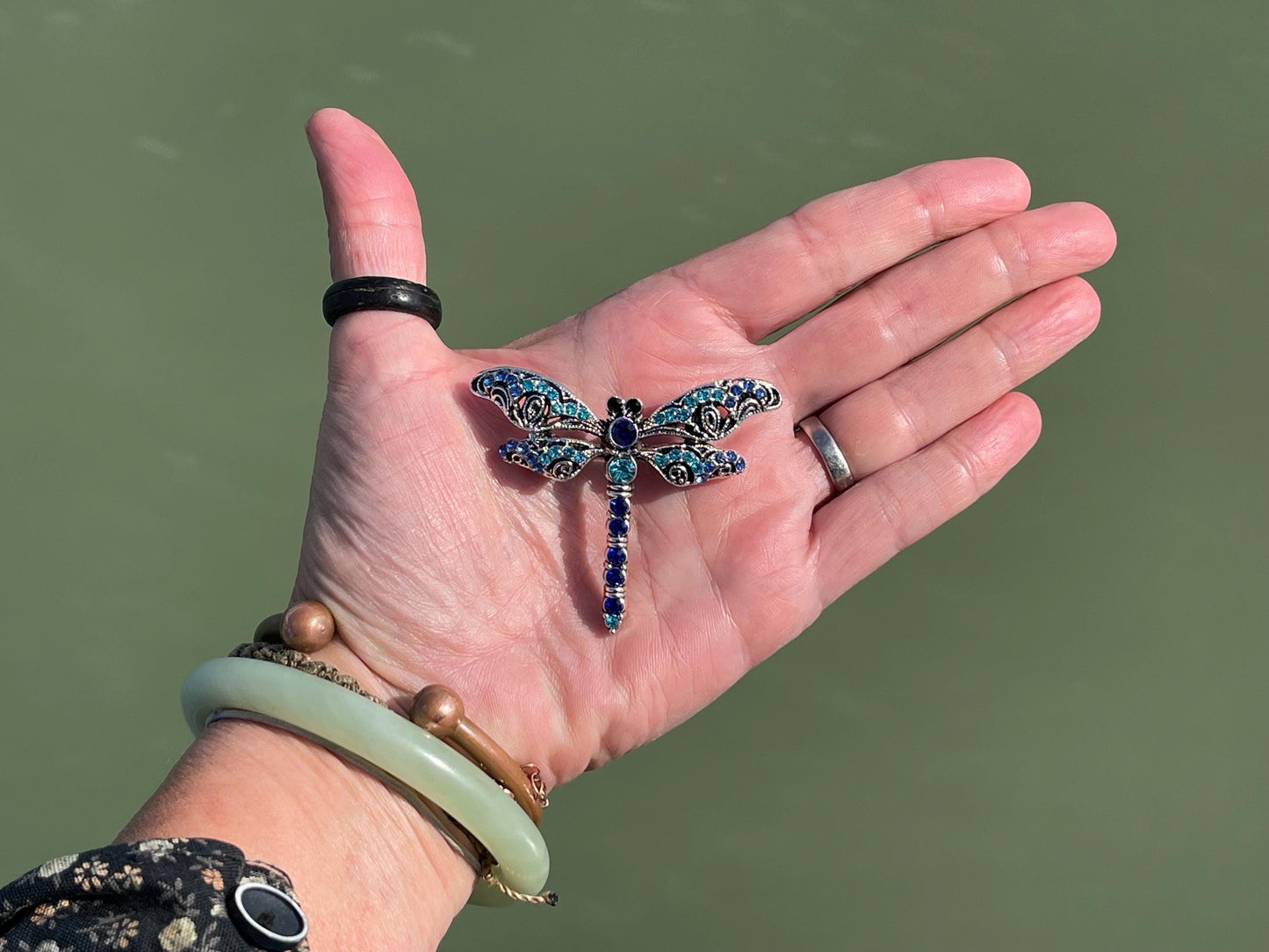 Blue dragonfly brooch, vintage jewellery, retro jewellery, unusual jewellery, blue brooch, eco friendly gifts for her, ethical jewellery