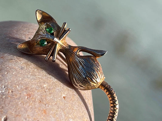 Cat brooch, vintage brooch, vintage jewellery, retro jewellery, eco friendly gift for her, ethical jewellery, articulated jewellery