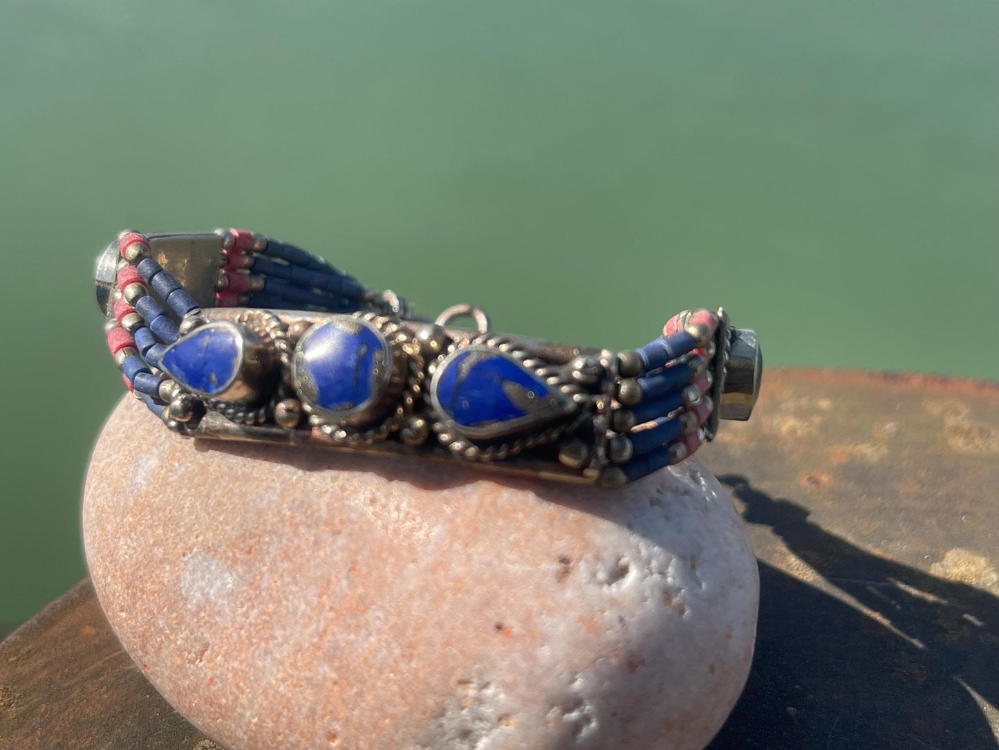 Vintage lapis bangle, vintage jewellery, ethical jewellery, belly dance bracelet, boho bracelet, lapis bracelet, vintage lapis jewellery