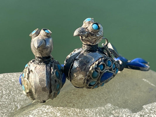 Gypsy jewellery, vintage bird earrings, silver bird earrings, vintage bird jewellery, ethical jewellery,  gypsy earrings, unusual gift ideas
