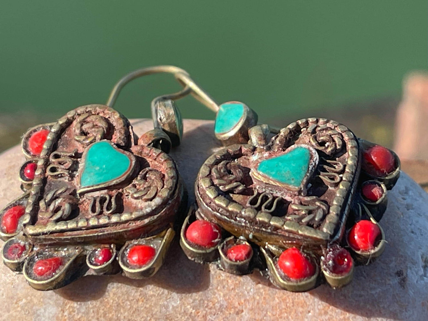 Gypsy jewellery, vintage heart earrings, heart jewellery, ethical jewellery, gypsy earrings, romantic gifts, eco friendly jewellery