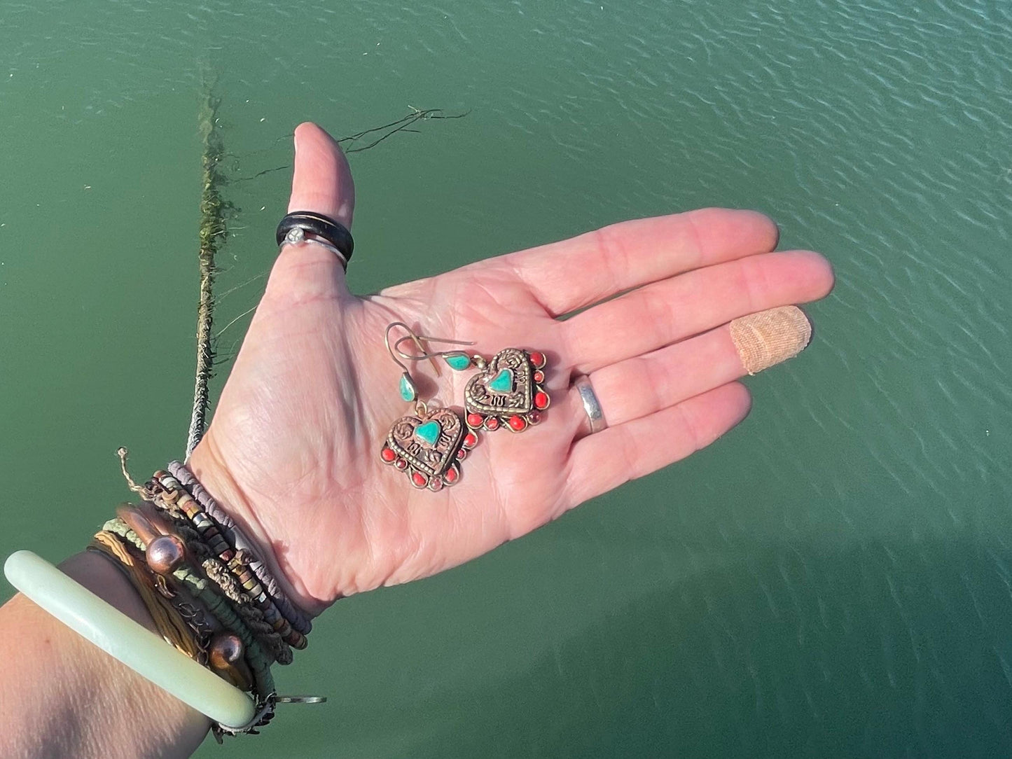 Gypsy jewellery, vintage heart earrings, heart jewellery, ethical jewellery, gypsy earrings, romantic gifts, eco friendly jewellery