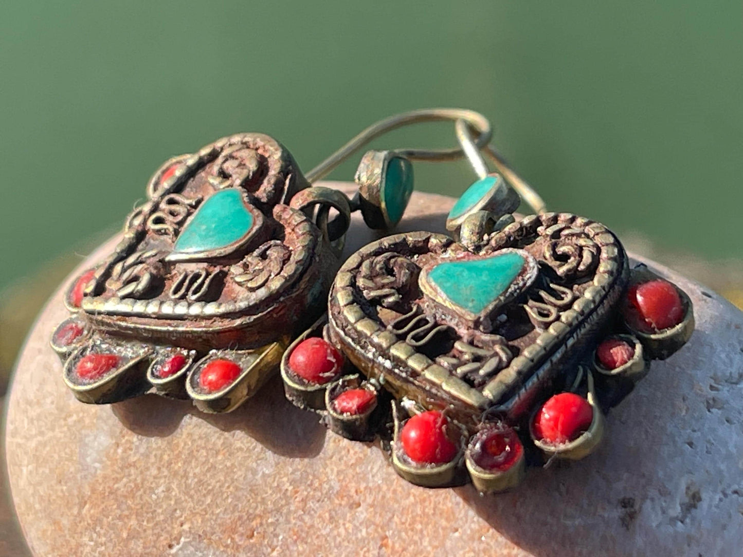 Gypsy jewellery, vintage heart earrings, heart jewellery, ethical jewellery, gypsy earrings, romantic gifts, eco friendly jewellery
