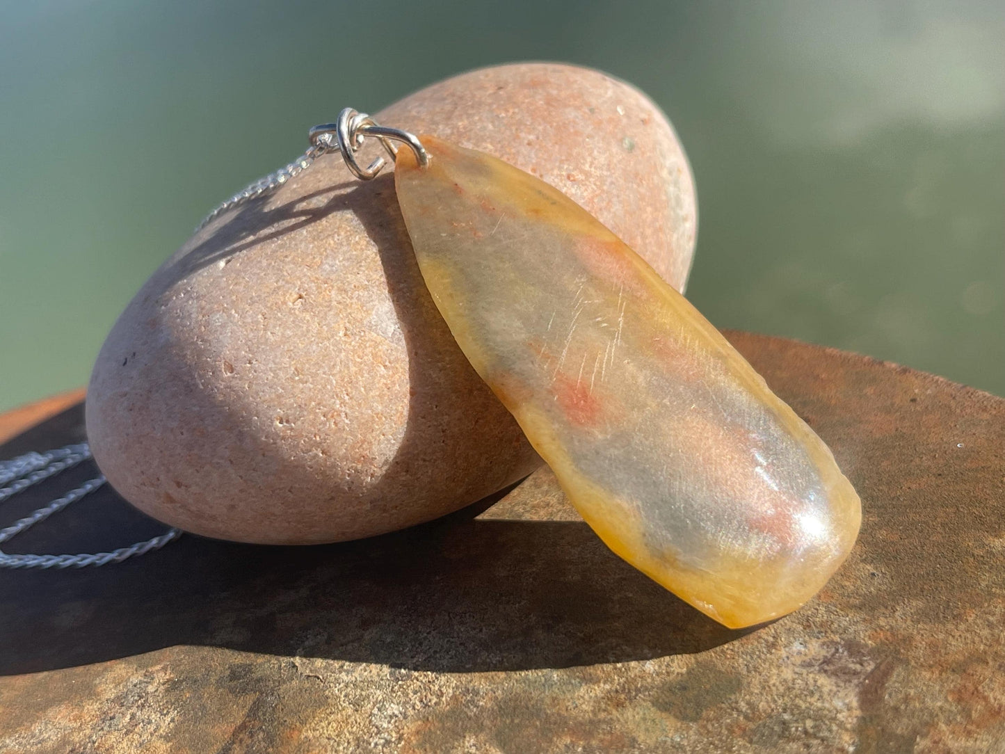 Agate necklace, ethical jewellery, bohemian necklace, unusual jewellery, agate pendant, white gemstone necklace. Boho jewellery