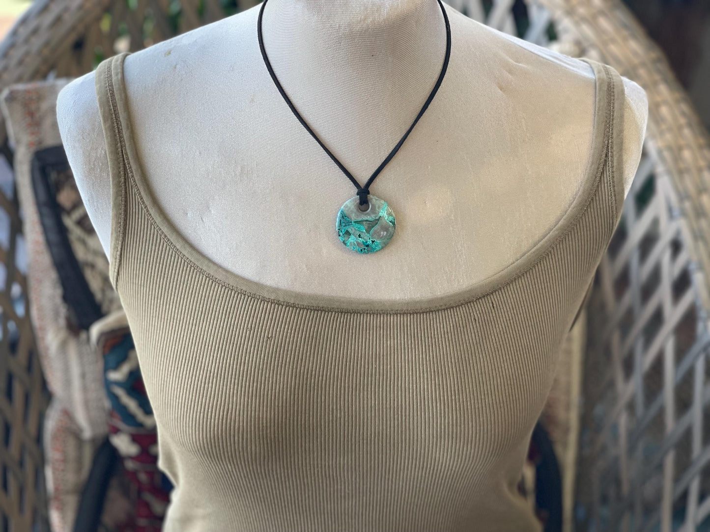 Chrysocolla gemstone necklace on recycled sterling silver. Ethical jewellery, green gemstone. Stunning unique jewellery. Unique gifts