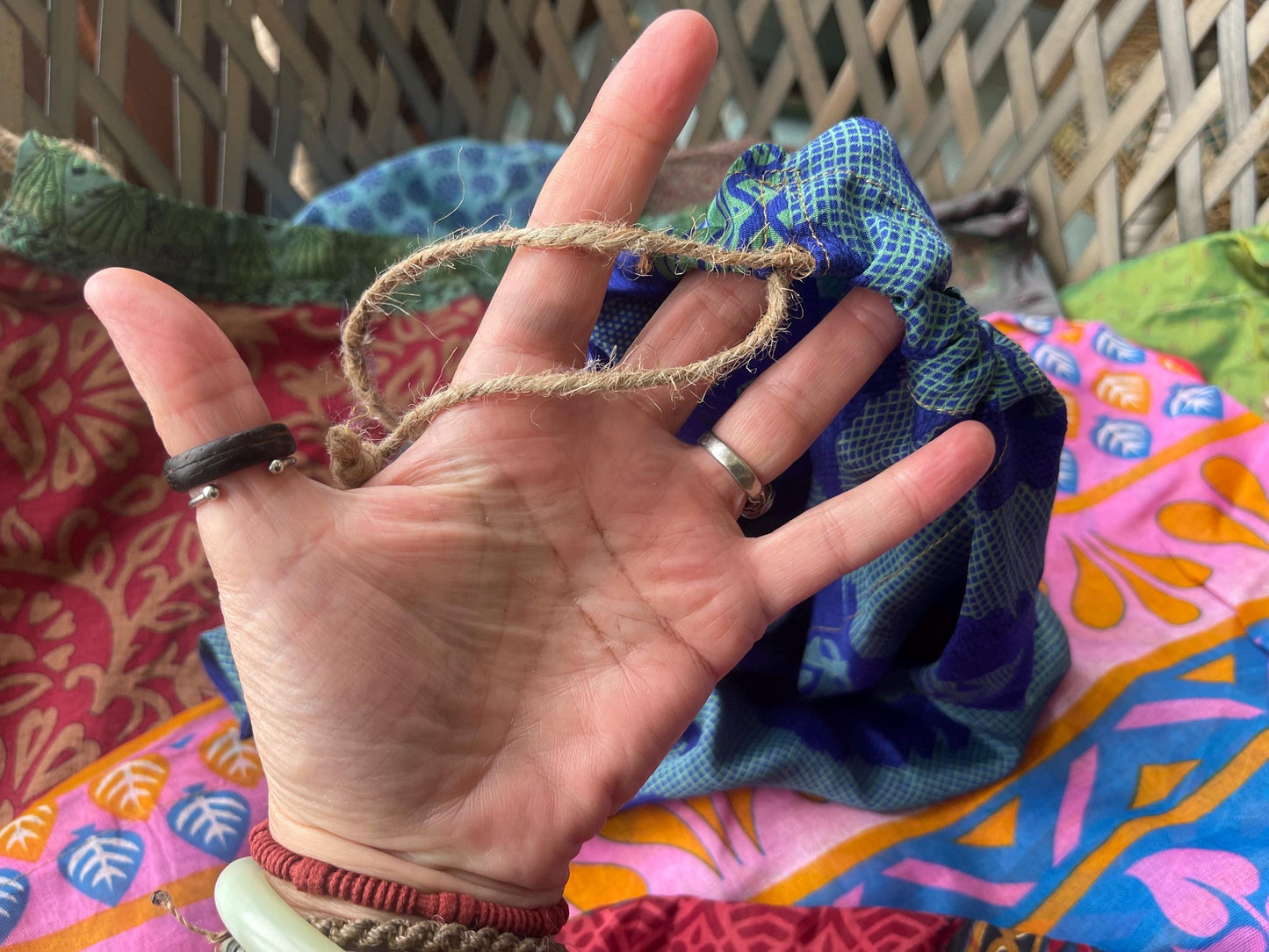 Large recycled sari bags. Alternative eco friendly wrapping option. Recycled bags for gifts. Recycled gift bags. Ethical draw string bags.