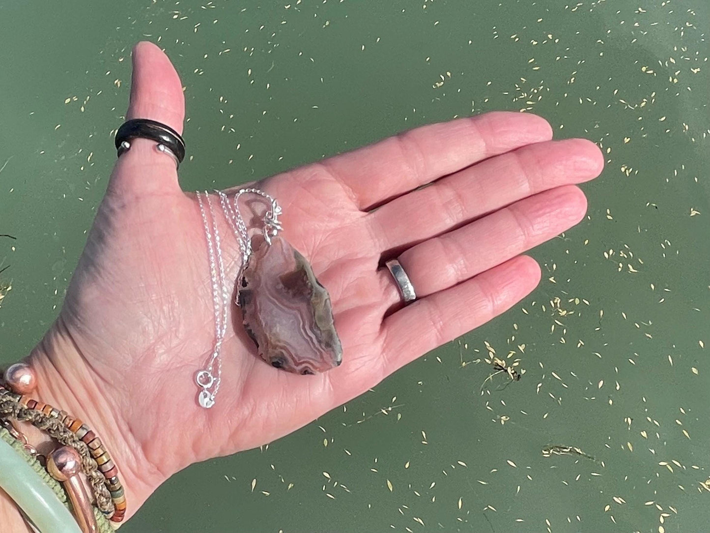 Agate necklace, ethical jewellery, bohemian necklace, unusual jewellery, agate pendant, white gemstone necklace. Boho jewellery