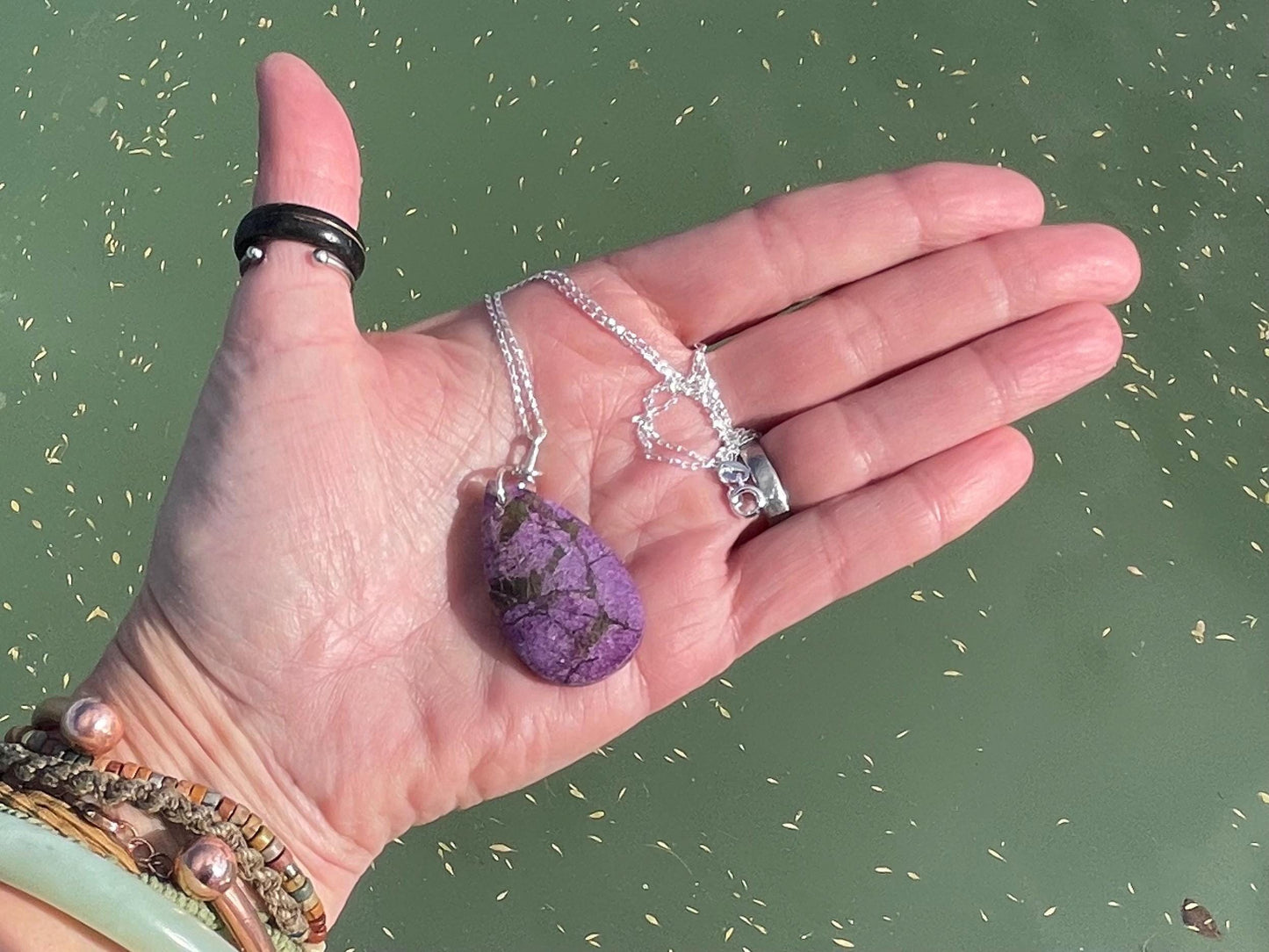 Charoite necklace, purple necklace. Handmade necklace, charoite jewellery, gift for her, unusual necklace, purple gemstone, unique jewellery