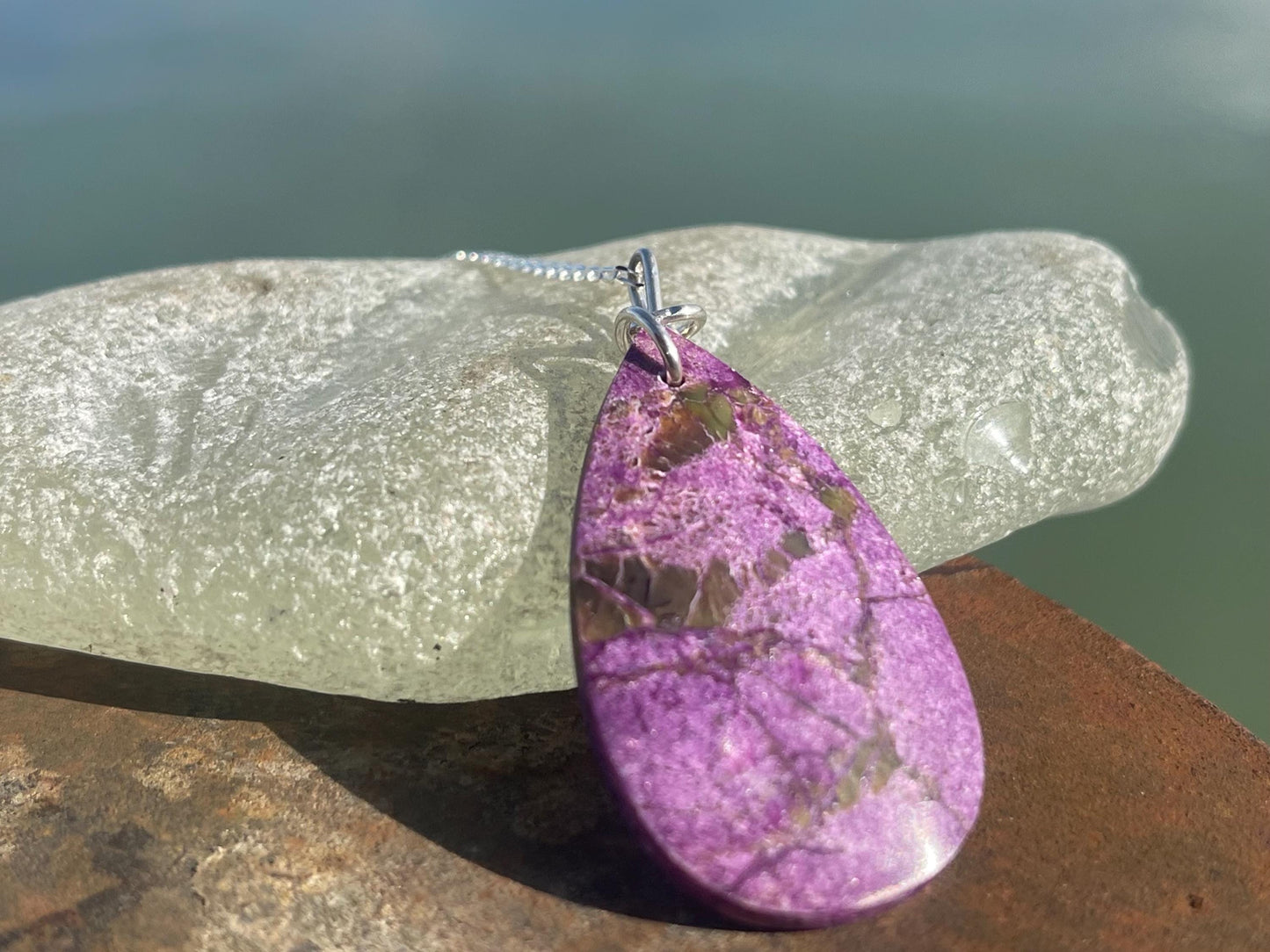Charoite necklace, purple necklace. Handmade necklace, charoite jewellery, gift for her, unusual necklace, purple gemstone, unique jewellery