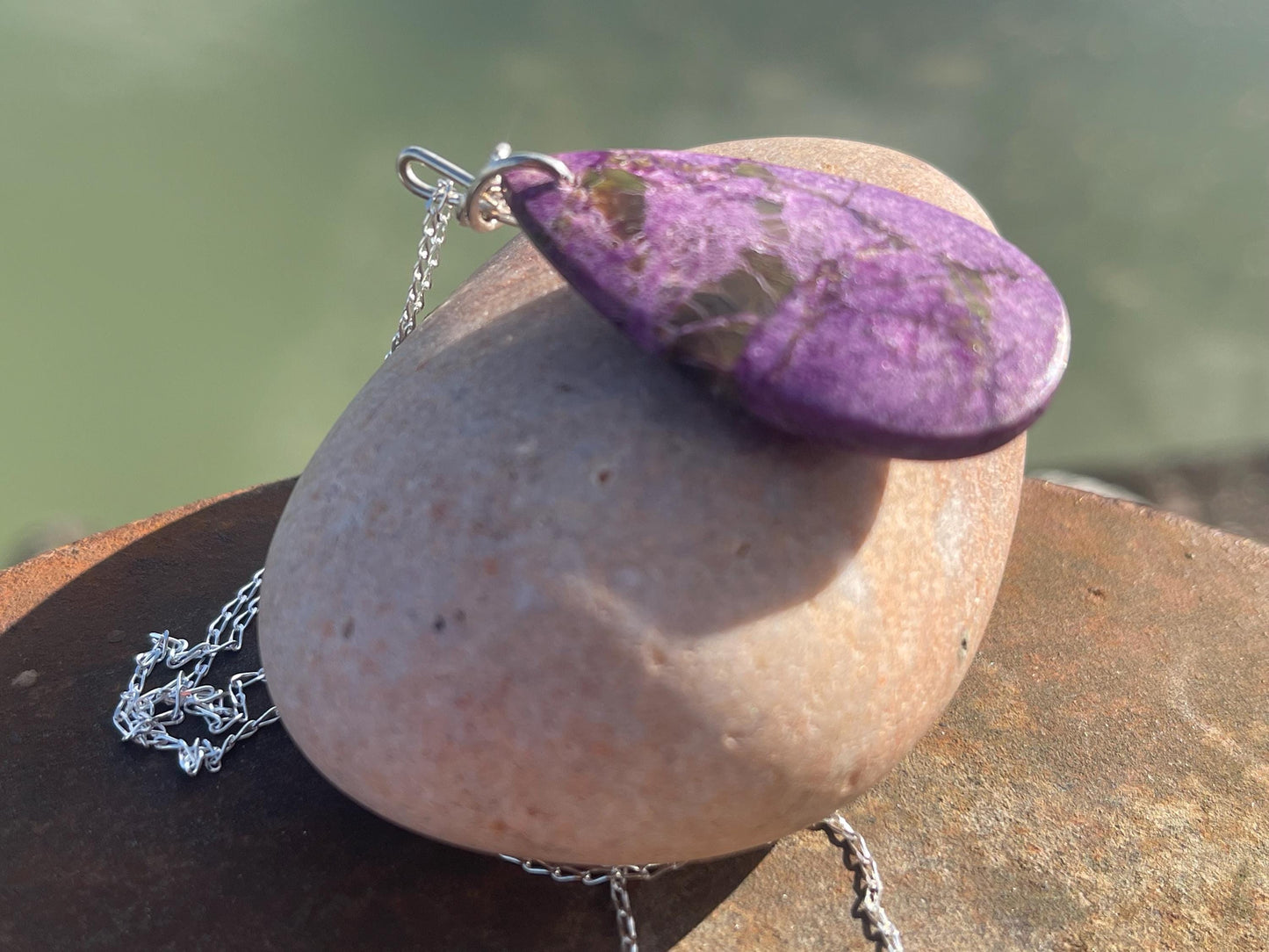 Charoite necklace, purple necklace. Handmade necklace, charoite jewellery, gift for her, unusual necklace, purple gemstone, unique jewellery