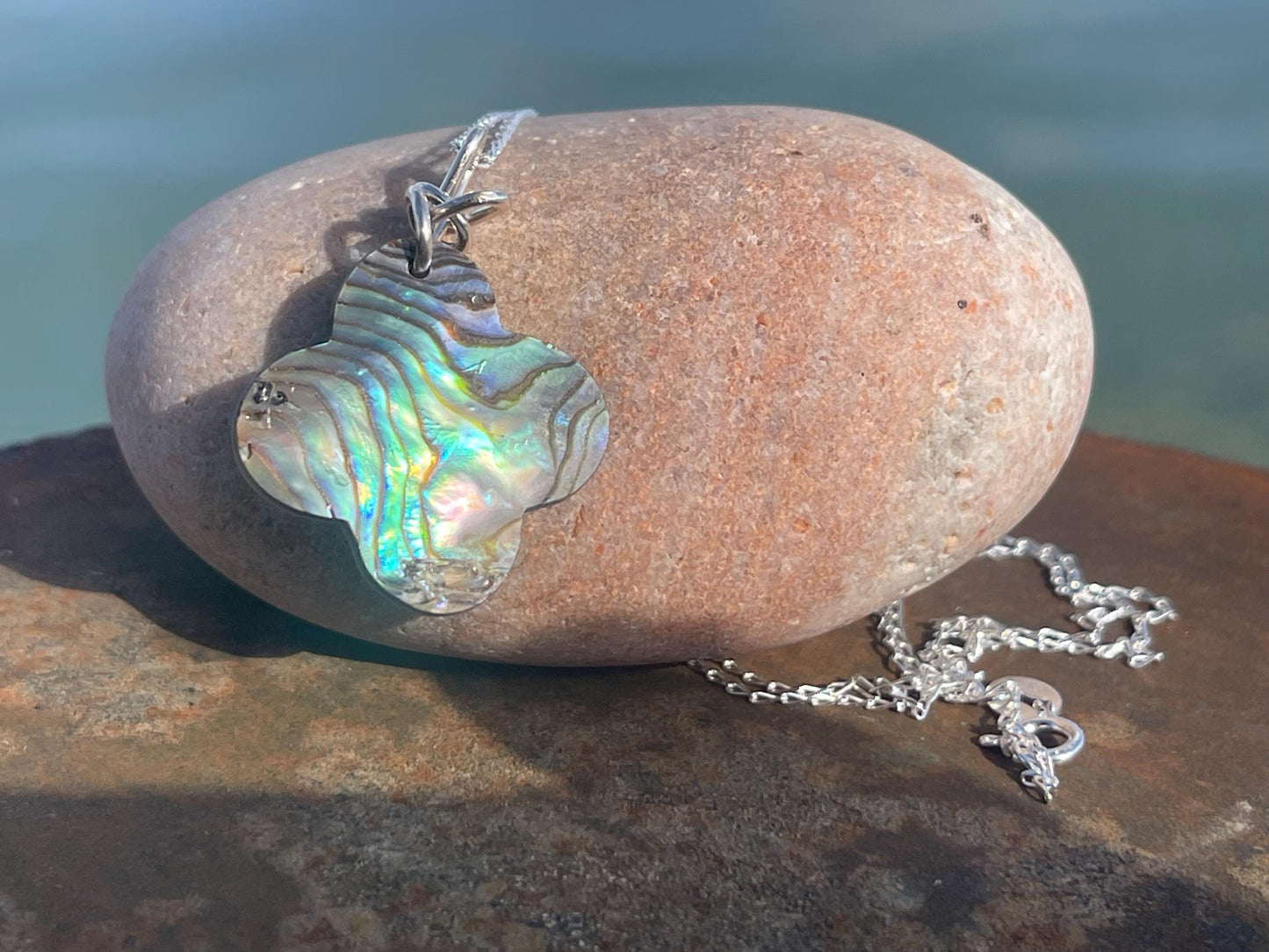 Abalone necklace, abalone jewellery, abalone pendant. Unusual gift for her or gift for him.unique necklace, boho pendant, handmade jewellery