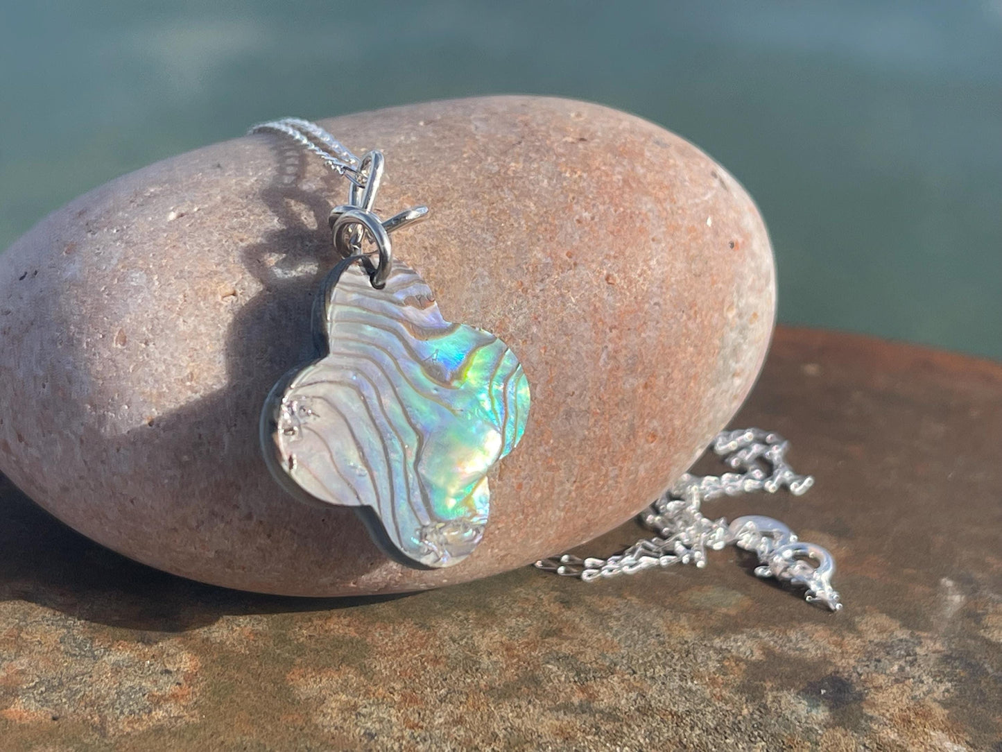 Abalone necklace, abalone jewellery, abalone pendant. Unusual gift for her or gift for him.unique necklace, boho pendant, handmade jewellery