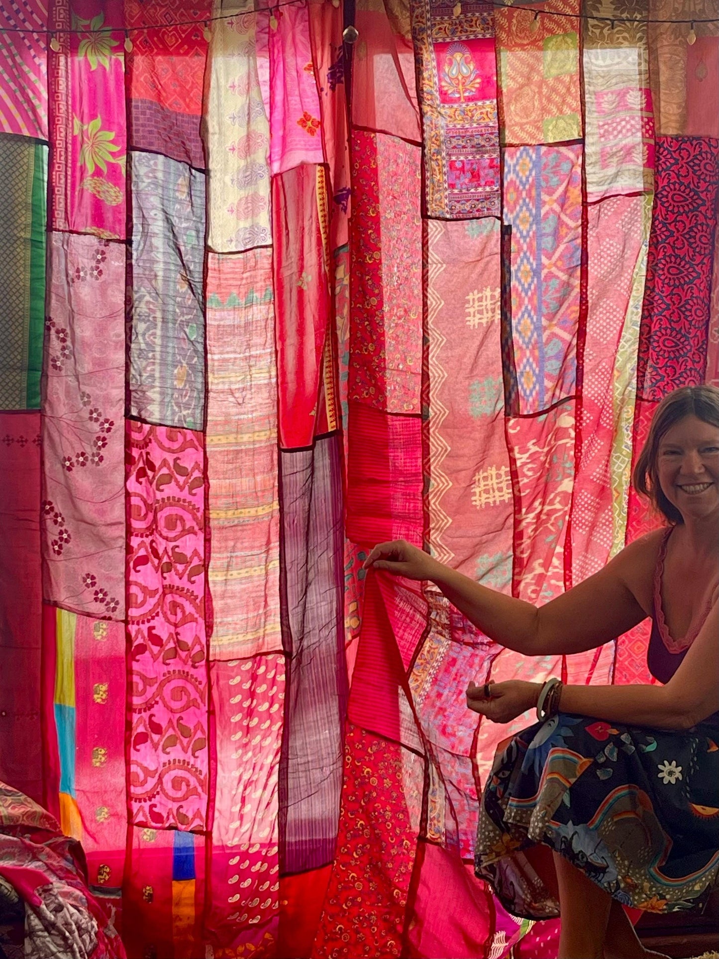 Handmade pink curtains, Recycled Vintage Curtains, Boho Style, Ethical Furnishings, Romantic Gift, Unique Home decor, eco friendly curtain