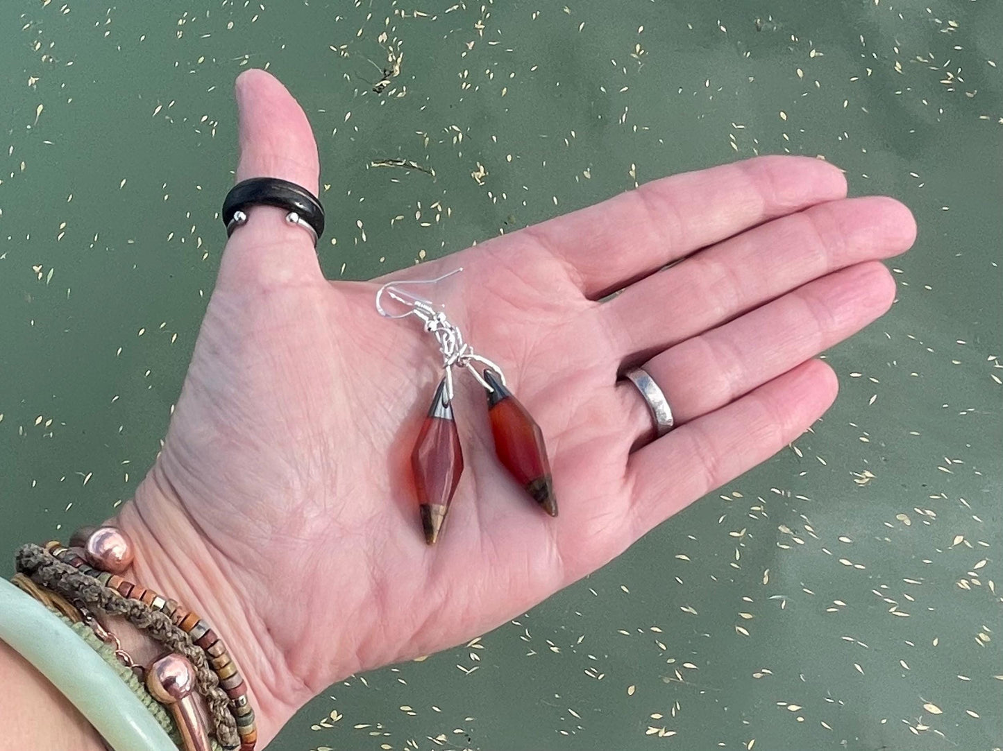 Stunning carnelian and onyx earrings on recycled sterling silver. Ethical jewellery, eco friendly jewellery, boho earrings, unique earrings.