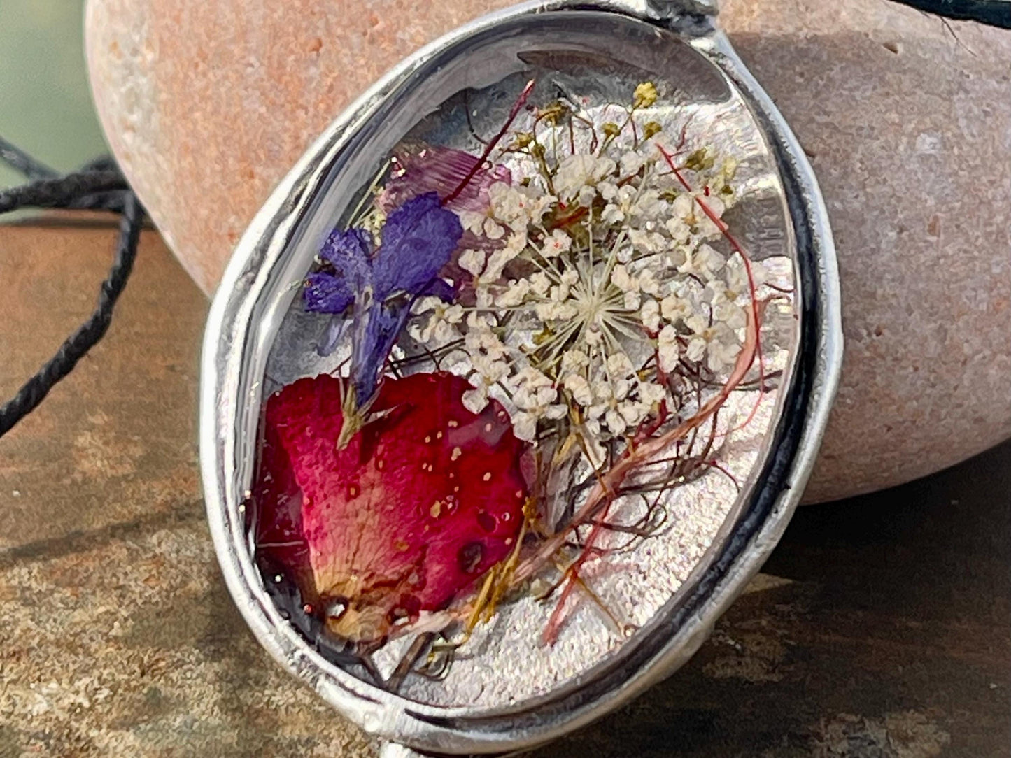 Flower necklace, ethical jewellery, rose necklace, handmade necklace, boho jewellery, gift for her flower pendant, handmade boho necklace