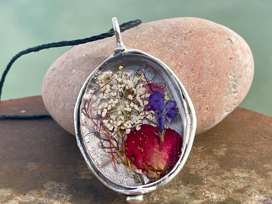 Flower necklace, ethical jewellery, rose necklace, handmade necklace, boho jewellery, gift for her flower pendant, handmade boho necklace